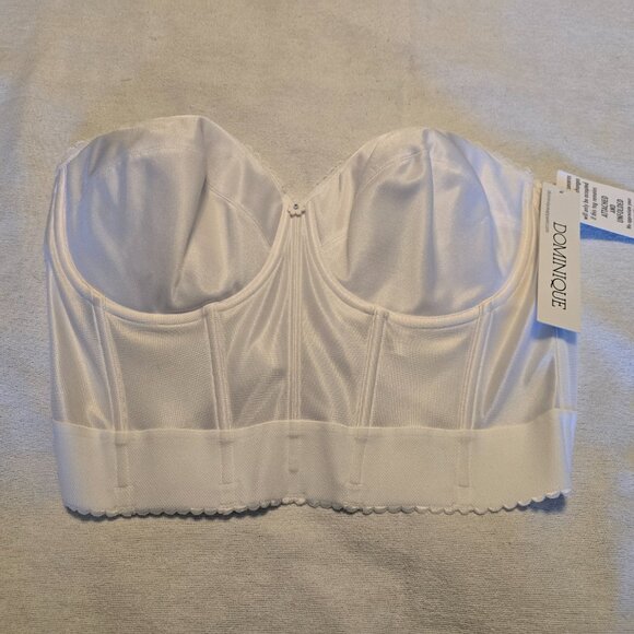 Dominique Womens 36DD E Backless Strapless Juliette Satin Longline Bustier Bra - Picture 1 of 15